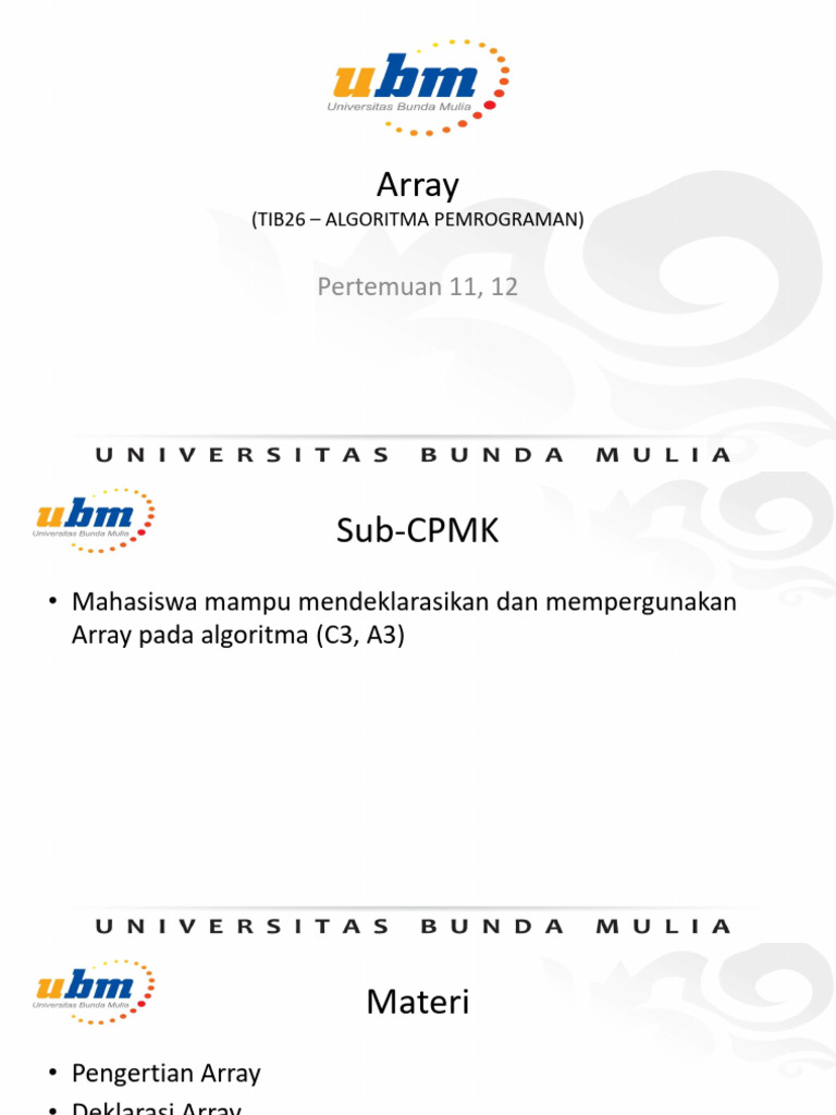 Pengertian dan Deklarasi Array | PDF