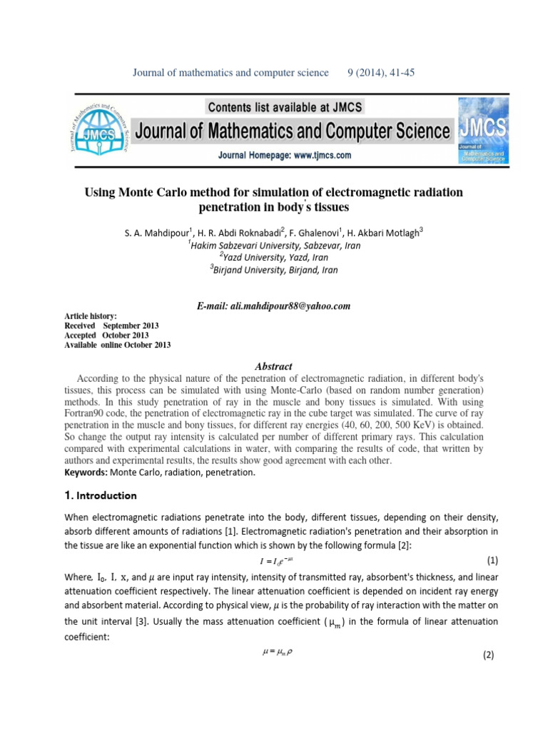 Monte Carlo Simulation of Radiation Penetration | PDF | Monte Carlo ...