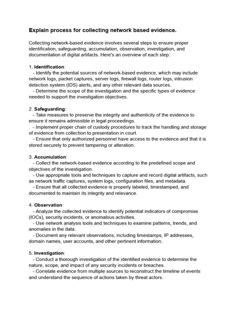 Network-Based Evidence Collection Process | PDF | Computer Network ...