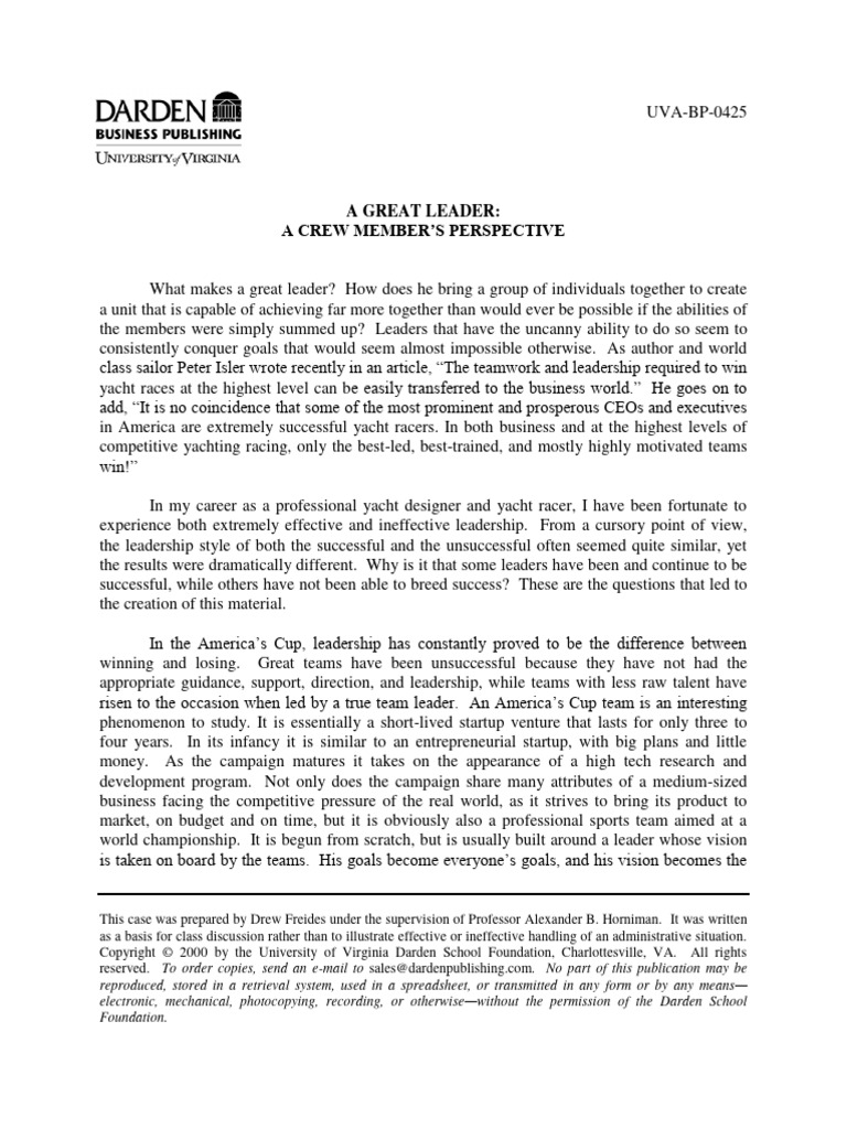 c5 - A Great Leader A Crew Member | PDF | Leadership