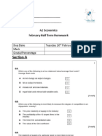 Section A: A2 Economics February Half Term Homework