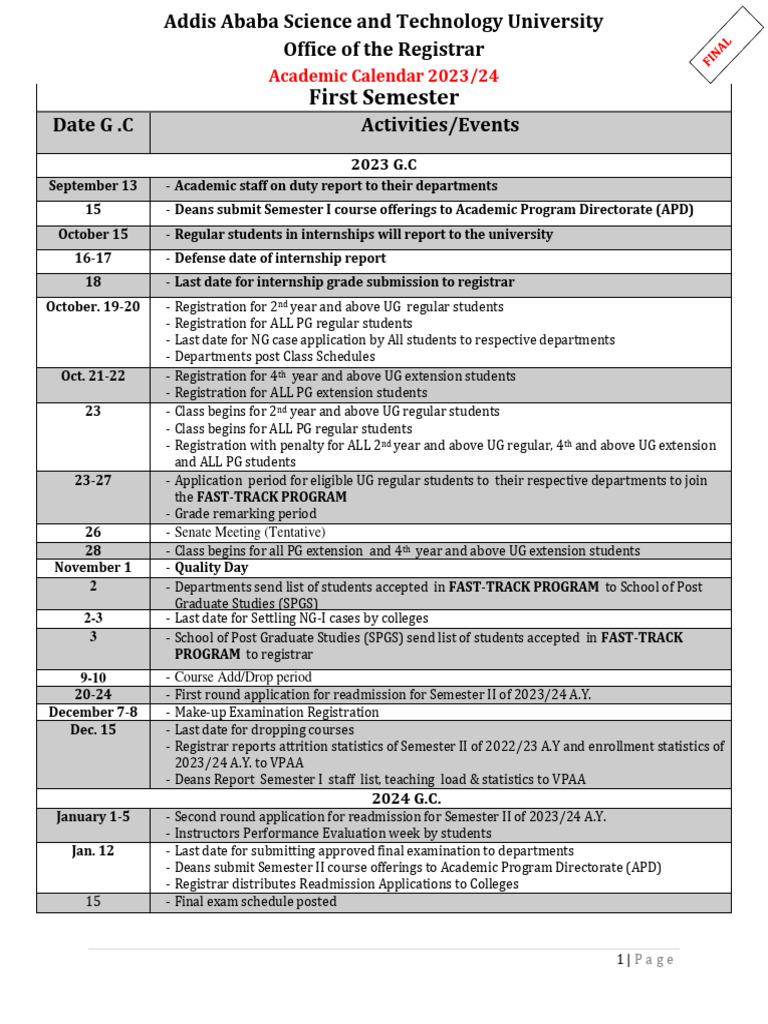 Academic Calendar 2023/24 Overview | PDF | Thesis | Academic Term