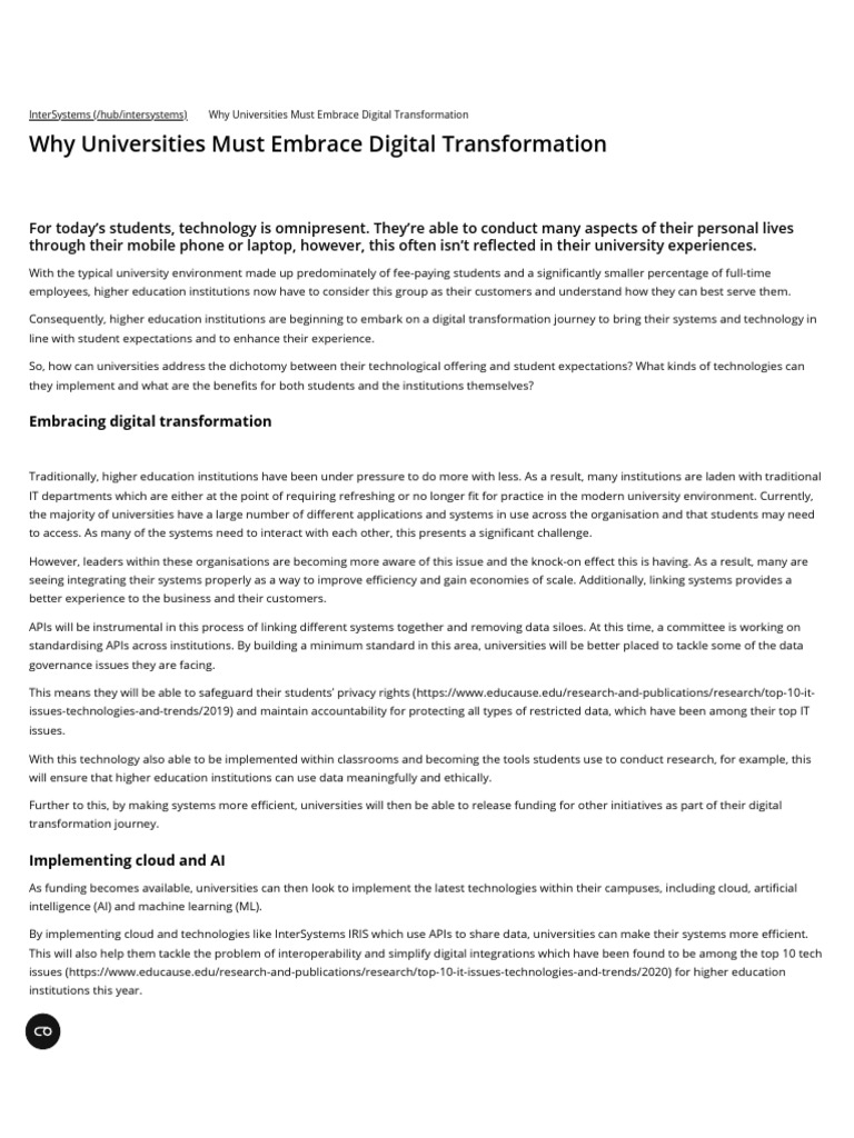 Why Universities Must Embrace Digital Transformation Times Higher Education (The) PDF