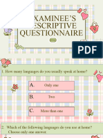 Examinee'S Descriptive Questionnaire