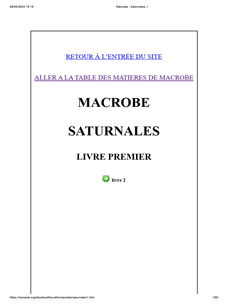 Saturnales de Macrobe : Introduction | PDF | Socrate | Platon