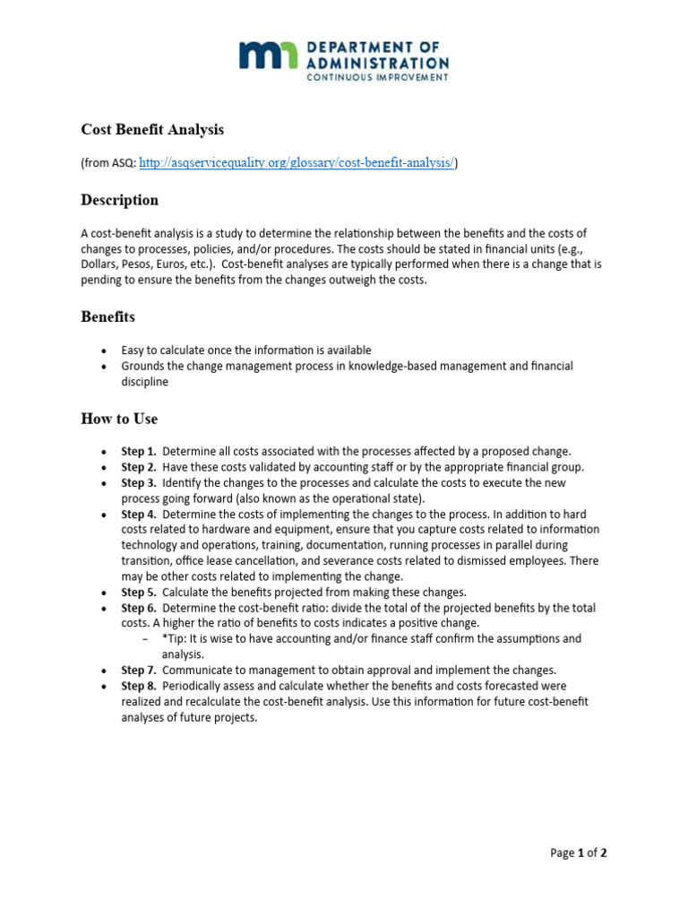 Cost-Benefit Analysis Guide | PDF | Cost–Benefit Analysis | Accounting