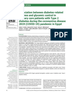 Association between diabetes-related distress and glycemic control in primary care patients with Type 2 diabetes during the coronavirus disease 2019 (COVID-19) pandemic in Egypt