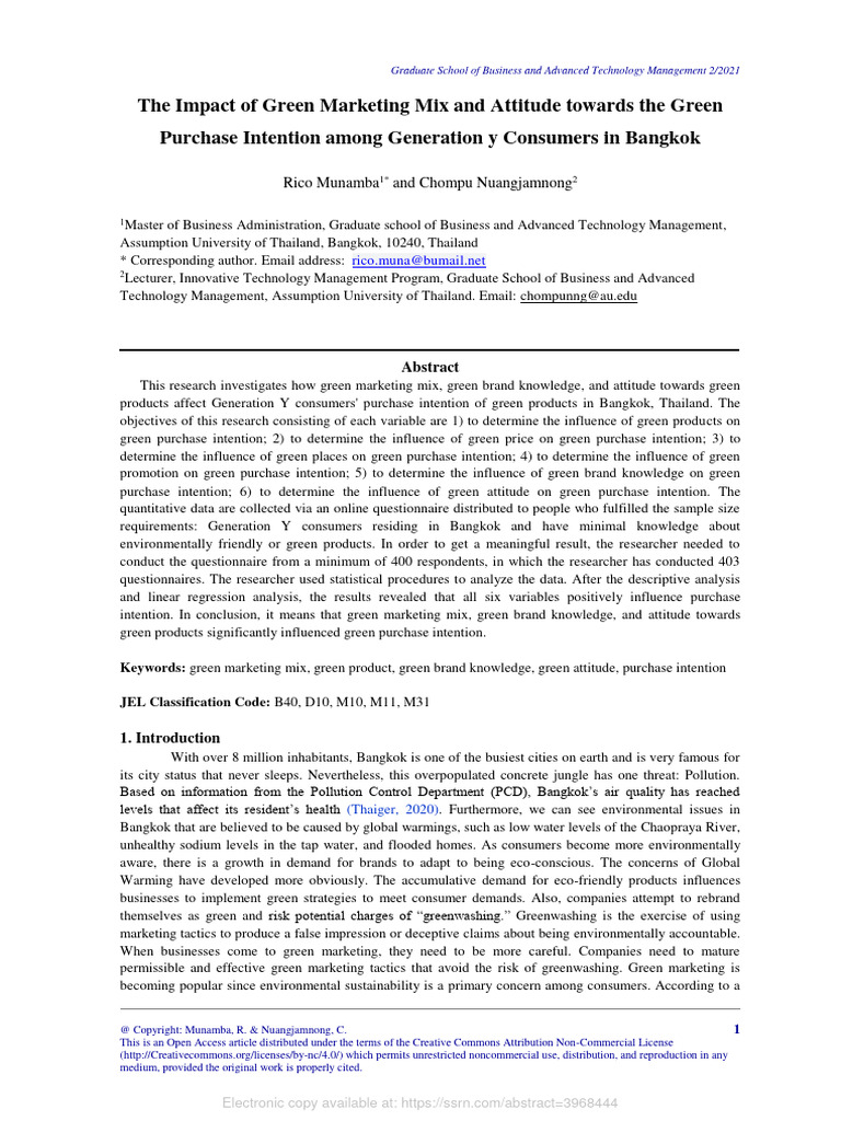 The Impact of Green Marketing Mix and Attitude Towards the Green [SSRN ...