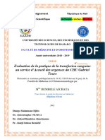 Evaluation de La Pratique de La Transfusion Sanguine Au Service D'accueil Des Urgences Du CHU Gabriel Toure