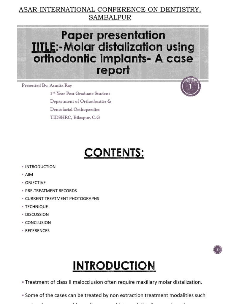 Paper Molar Distalization Sambalpur | PDF | Orthodontics | Dentistry