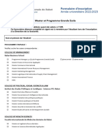 Cycles: Master Et Programme Grande Ecole: Formulaire D'inscription Année Universitaire 202 2-2023