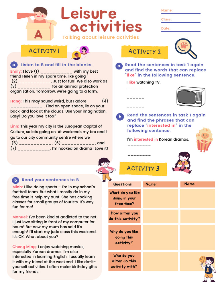 Leisure Activities in English Class | PDF | Leisure