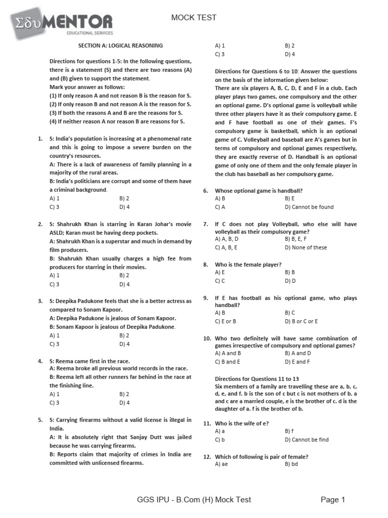 Logical Reasoning and Verbal Ability Test | PDF | Banks | Taxes
