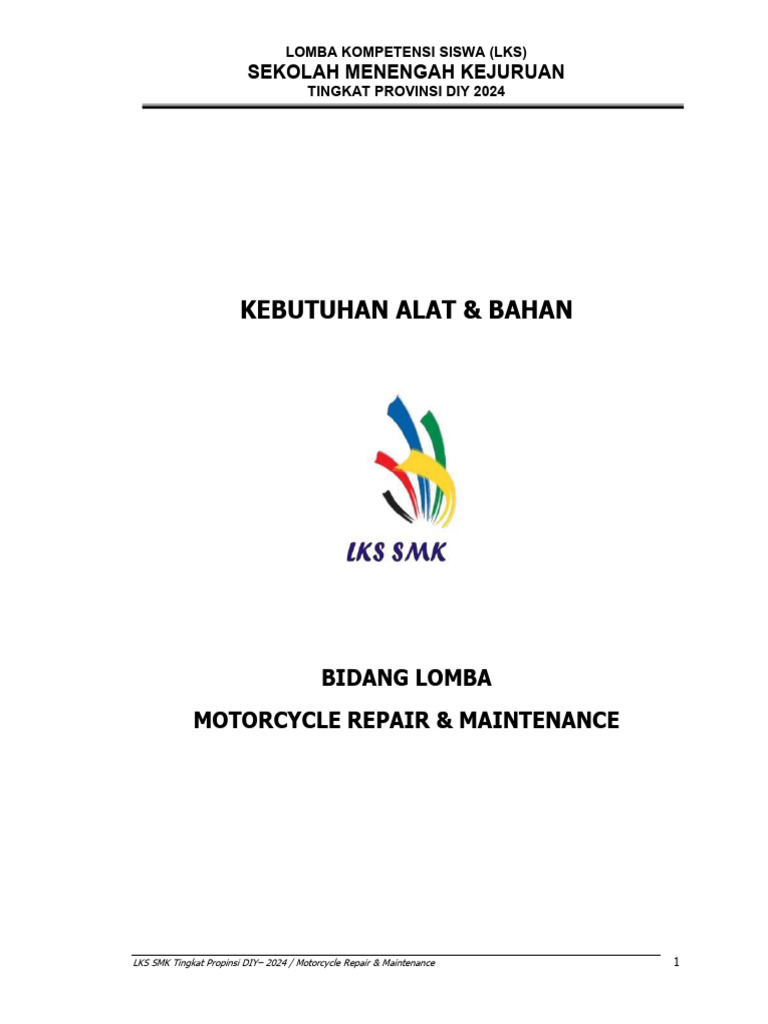 26a Motorcycle Repair & Maintenance - Kebutuhan Alat, Bahan Dan Obyek ...