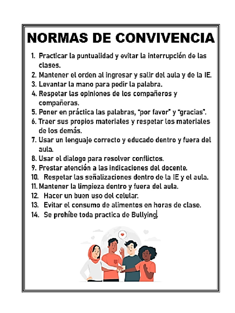 Normas de Convivencia para Imprimir | PDF