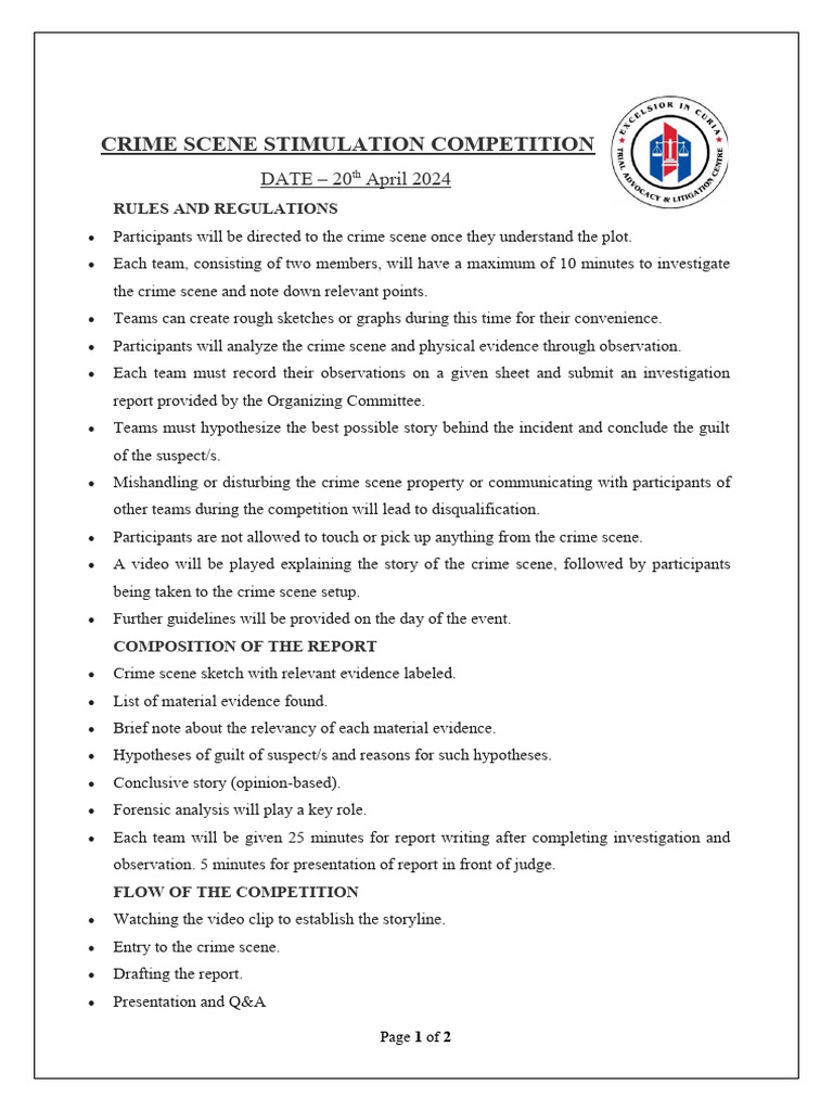 Crime Scene Simulation - Rules Regulations (0) | PDF