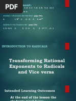 Transforming Rational Exponents To Radicals and Vice Versa