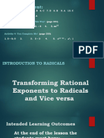 Transforming Rational Exponents To Radicals and Vice Versa