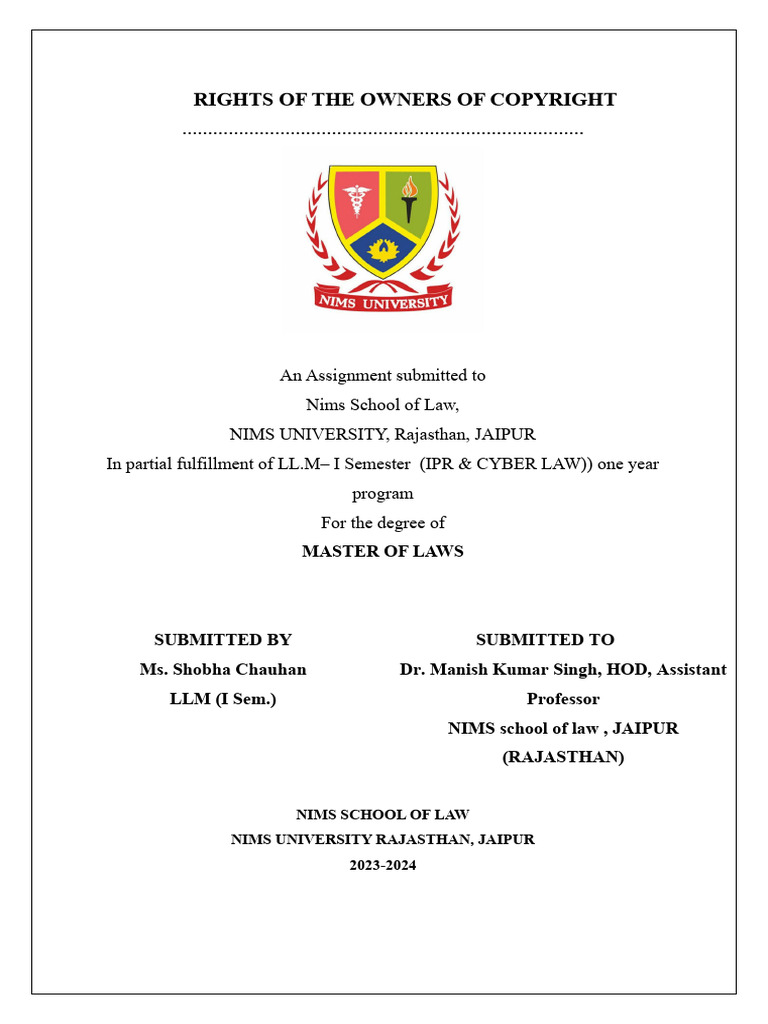 Rights of Owner of Copyright | PDF | Copyright | Copyright Infringement