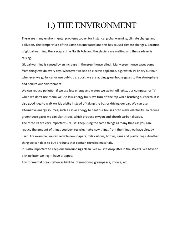 1.) The Environment | PDF