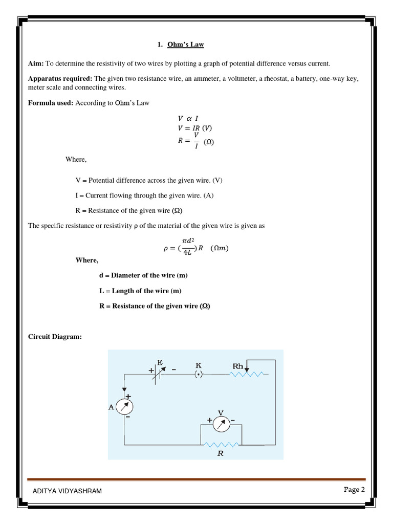Physics Practical Manual New123 | PDF | Voltage | Quantity