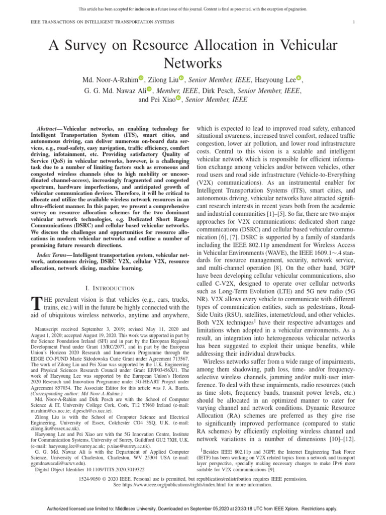 Resource Allocation in Vehicular Networks | PDF | Computer Network ...