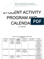 Student Activity Program and Calendar