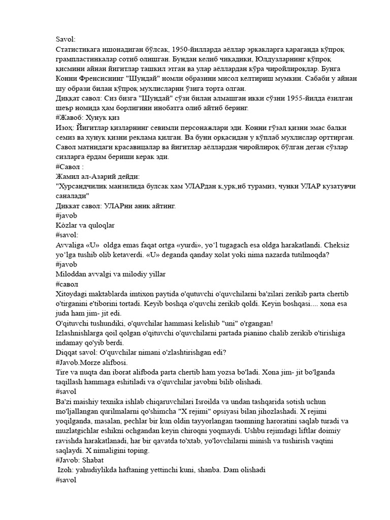 Zakovat Savollari | PDF