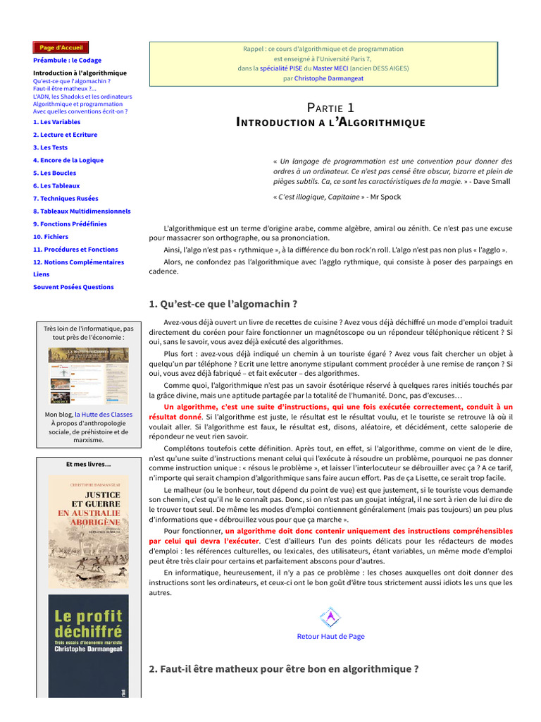 Introduction à l'algorithmique | PDF | Programmation informatique ...
