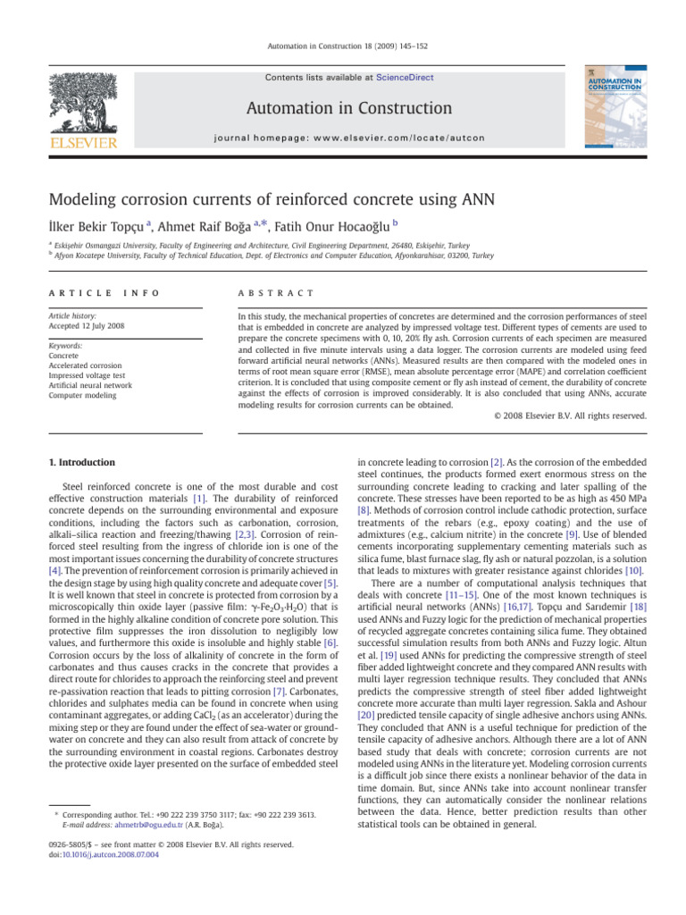 1 s2.0 S0926580508001052 Main | PDF | Concrete | Artificial Neural Network
