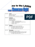 Showcase Night Agenda