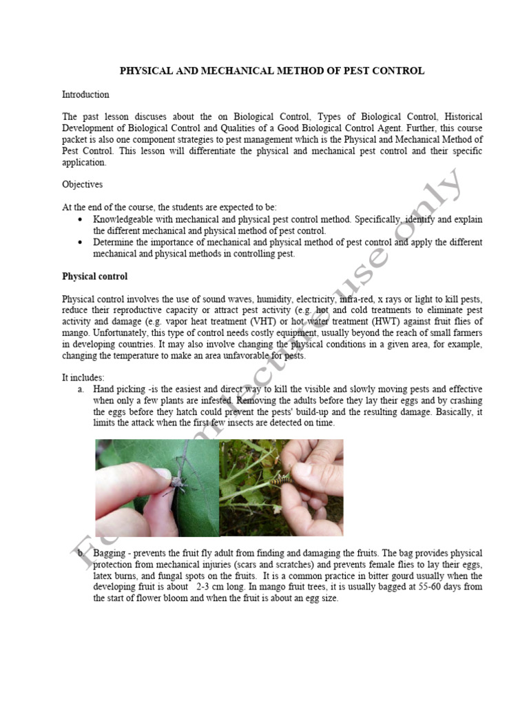 V. Physical and Mechanical Control | PDF | Pest Control | Pest (Organism)
