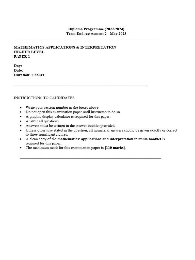 May 2023 IB Math HL Exam Paper | PDF | Statistical Theory | Statistical ...