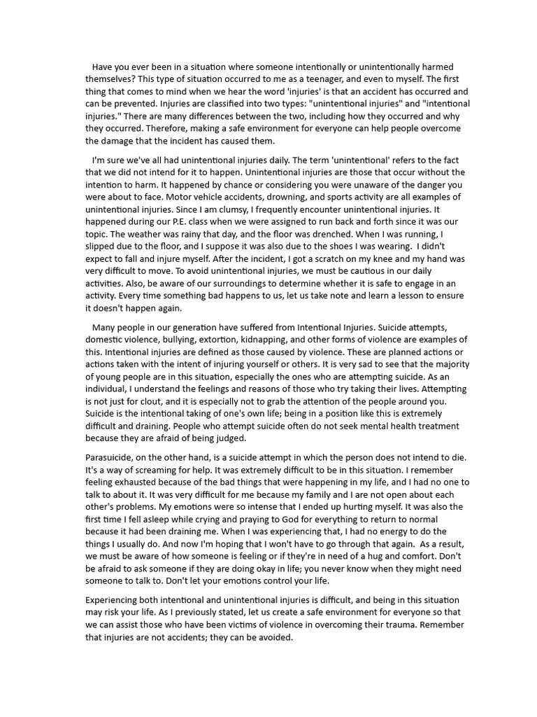 Unintentional and Intentional | PDF | Violence | Accidents
