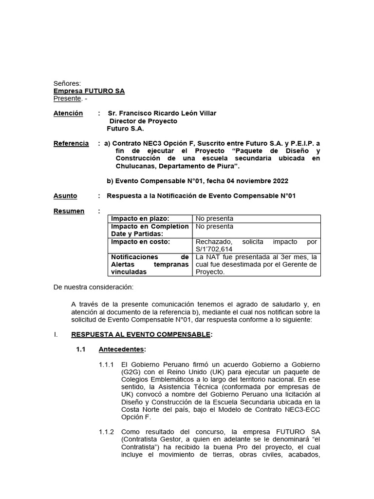 Rpta Evento Compensable | PDF | Presupuesto | Outsourcing