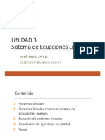 Unidad 3 Sistema de Ecuaciones Líneales: José Yauri, Ph.D. Jose - Yauri@Unsch - Edu.Pe