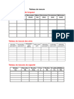 Tableaux de Mesures en PDF À Imprimer