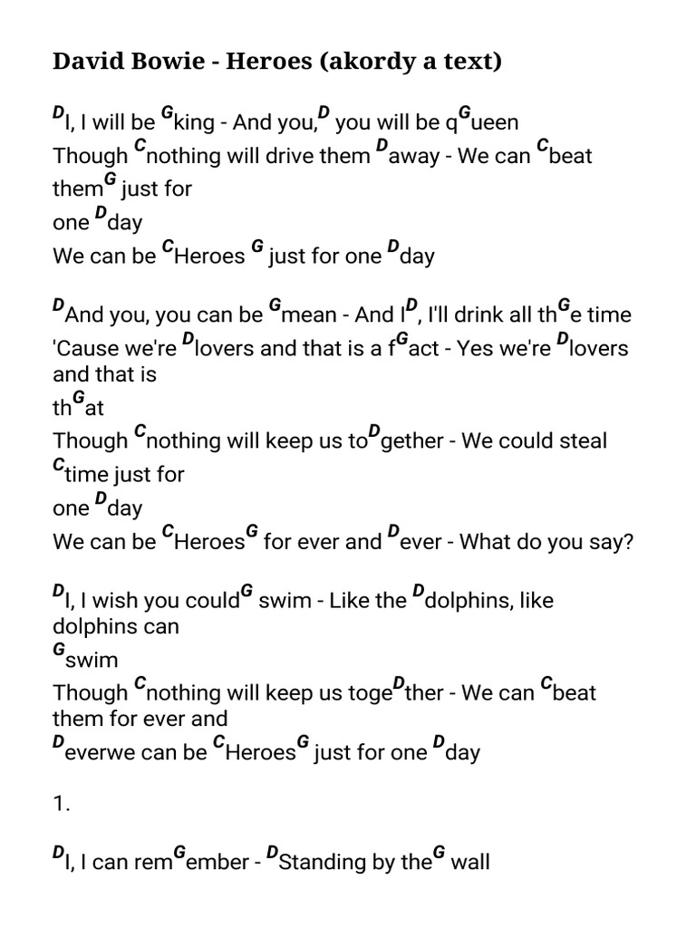 David Bowie Heroes Pdf