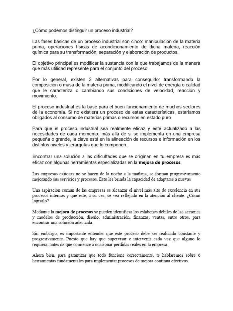 Cómo Podemos Distinguir Un Proceso Industrial | PDF | Business | Six Sigma