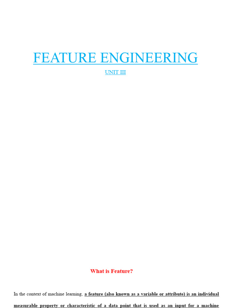 Feature Engineering in Machine Learning | PDF | Machine Learning ...