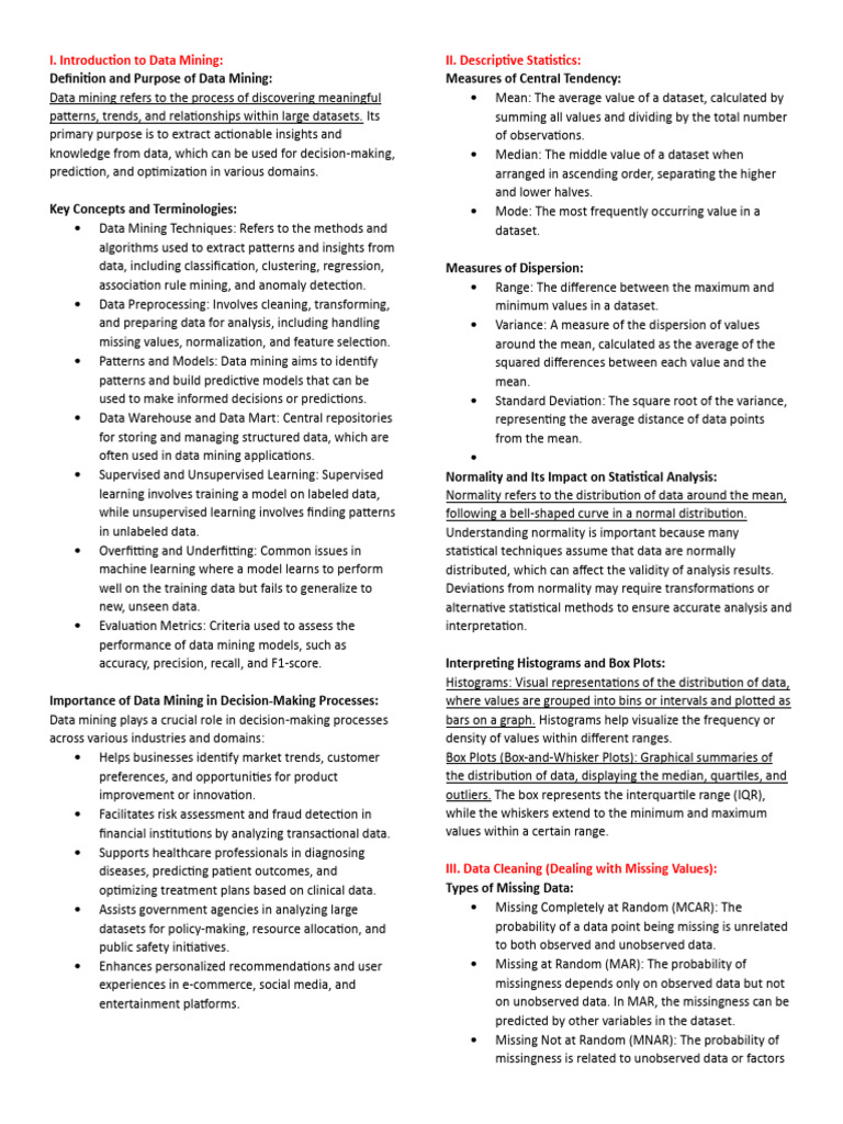 Data Mining Reviewer Pdf Logistic Regression Linear Regression
