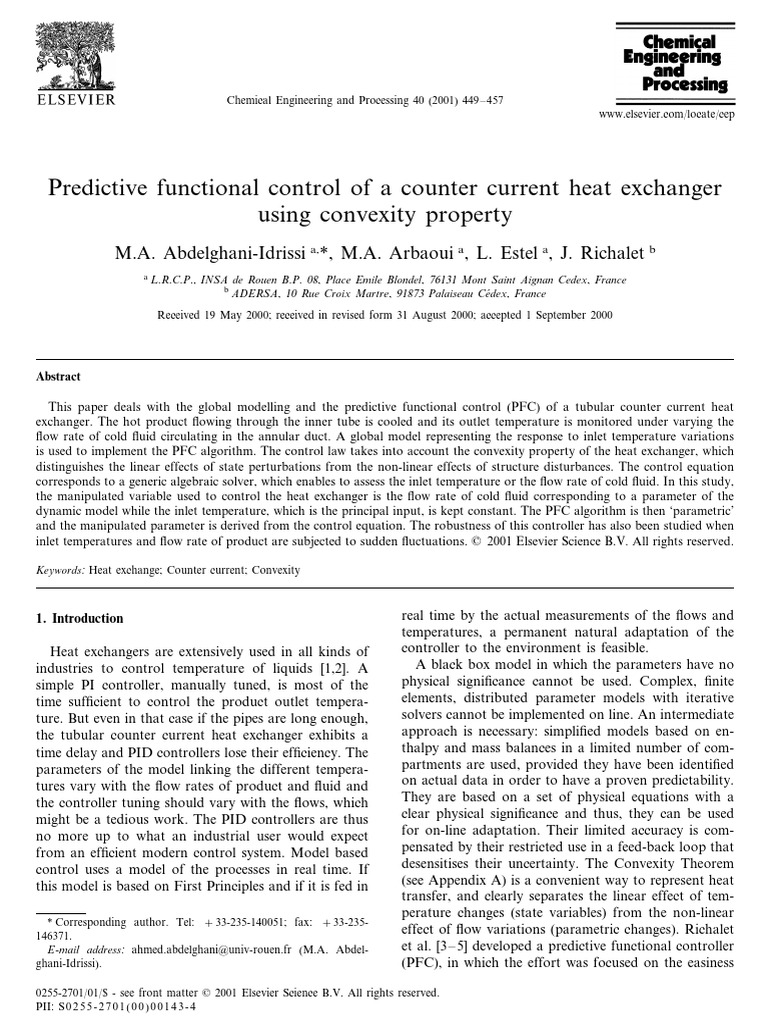 PFC heat exchanger 1 2001 | PDF | Control Theory | Heat Exchanger