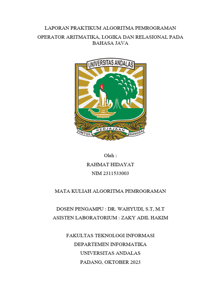 Praktikum Operator Java: Aritmatika & Logika | PDF