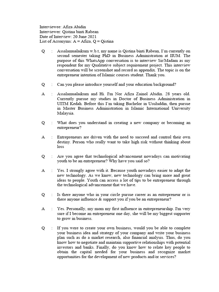 Interview trascript 4 pdf entrepreneurship procedural knowledge