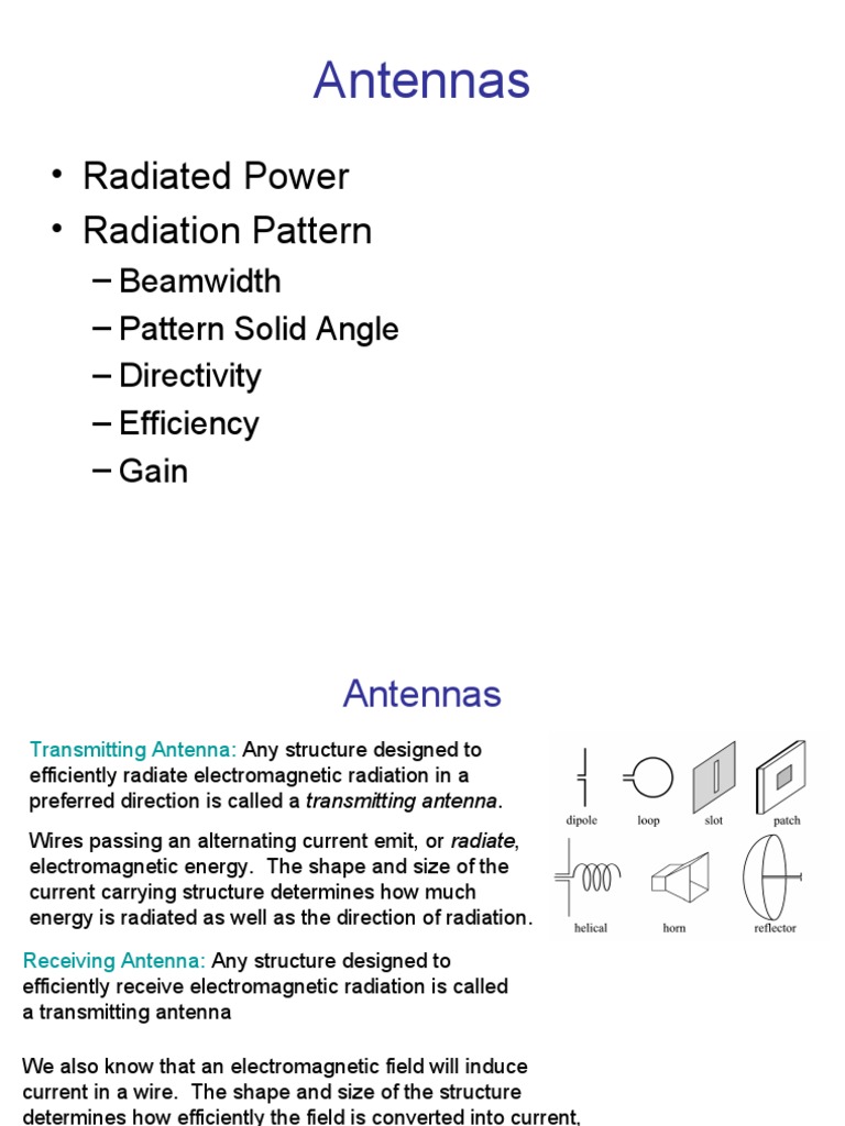 Antennas: - Radiated Power - Radiation Pattern | PDF | Science ...