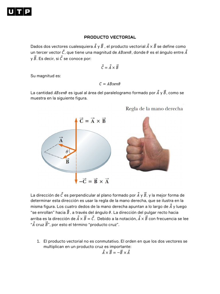 Regla de la mano derecha en producto vectorial | PDF | Vector ...