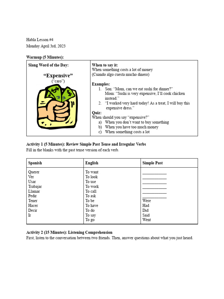 Spanish Language Lesson | PDF | Semantic Units | Linguistic Typology
