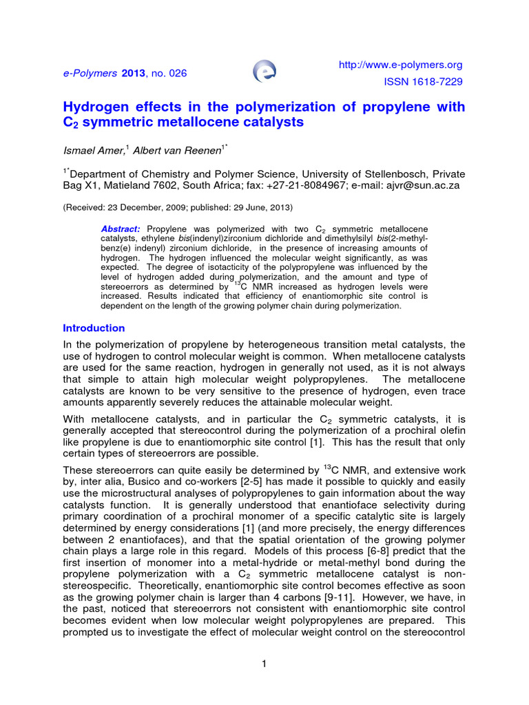 10.1515 - Epoly 2013 0126 | PDF | Polymers | Polymerization