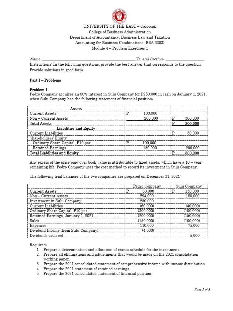 Consolidation Accounting Exercises | PDF | Book Value | Consolidation ...