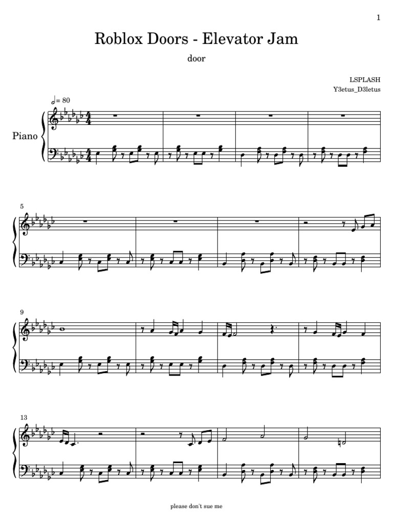 Roblox Doors Elevator Jam PDF